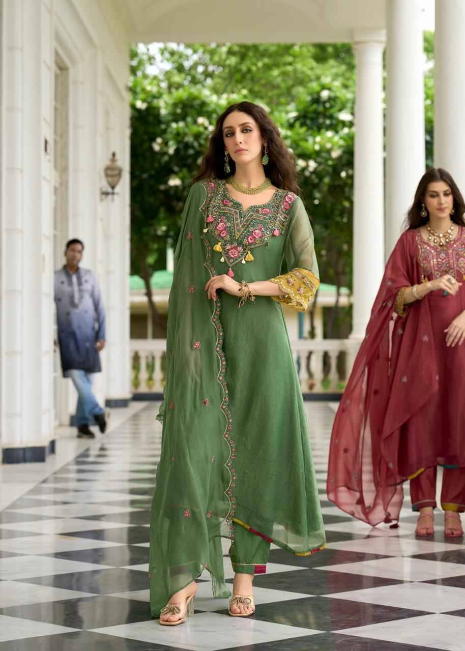 Leana By PRM Trendz 5113 To 5118 Series Beautiful Festive Suits Colorful Stylish Fancy Casual Wear & Ethnic Wear Organza Dresses At Wholesale Price