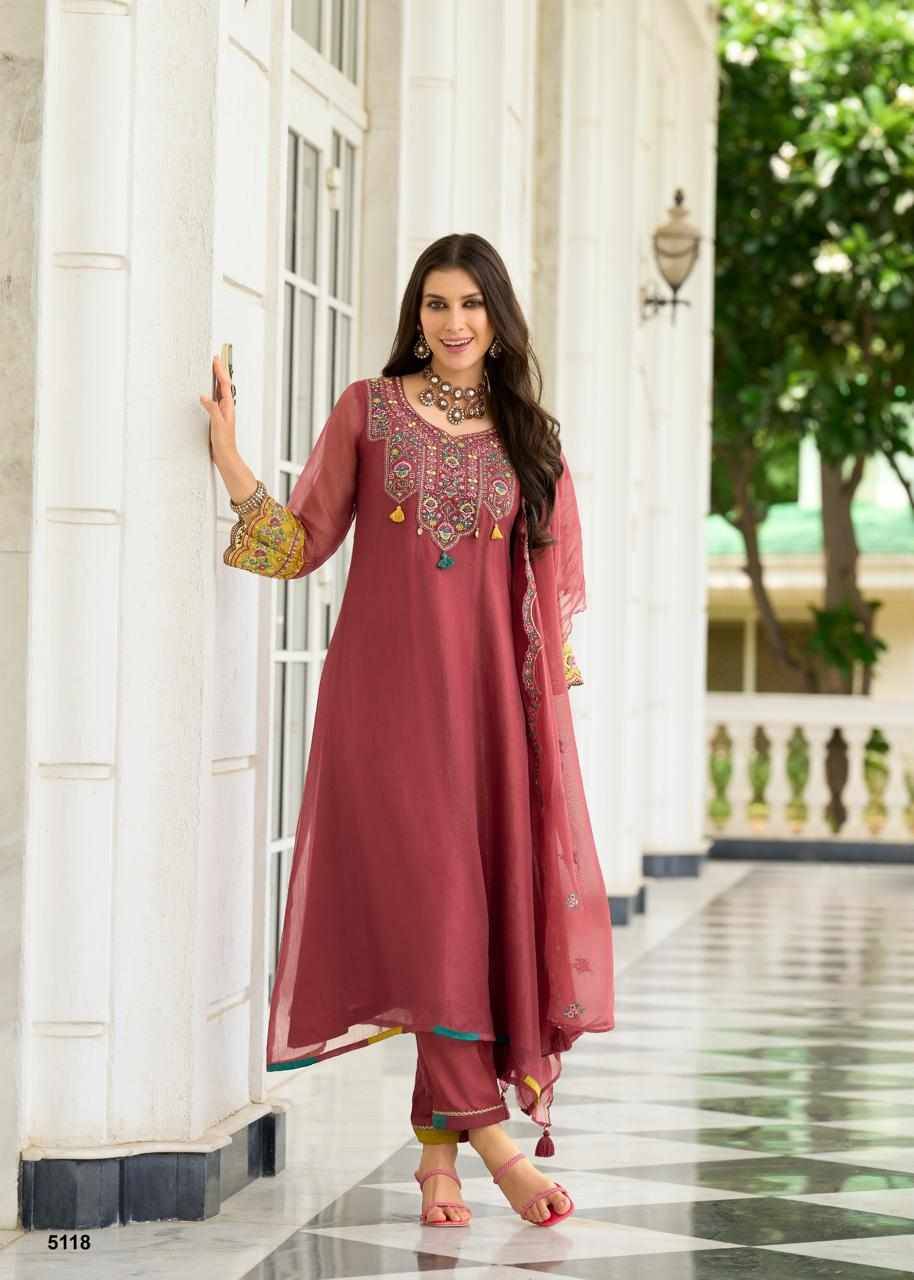Leana By PRM Trendz 5113 To 5118 Series Beautiful Festive Suits Colorful Stylish Fancy Casual Wear & Ethnic Wear Organza Dresses At Wholesale Price