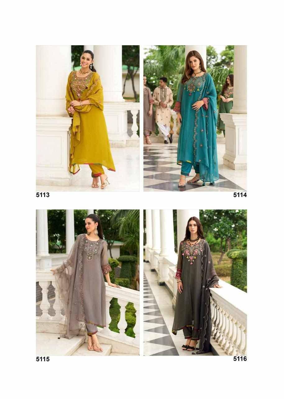 Leana By PRM Trendz 5113 To 5118 Series Beautiful Festive Suits Colorful Stylish Fancy Casual Wear & Ethnic Wear Organza Dresses At Wholesale Price