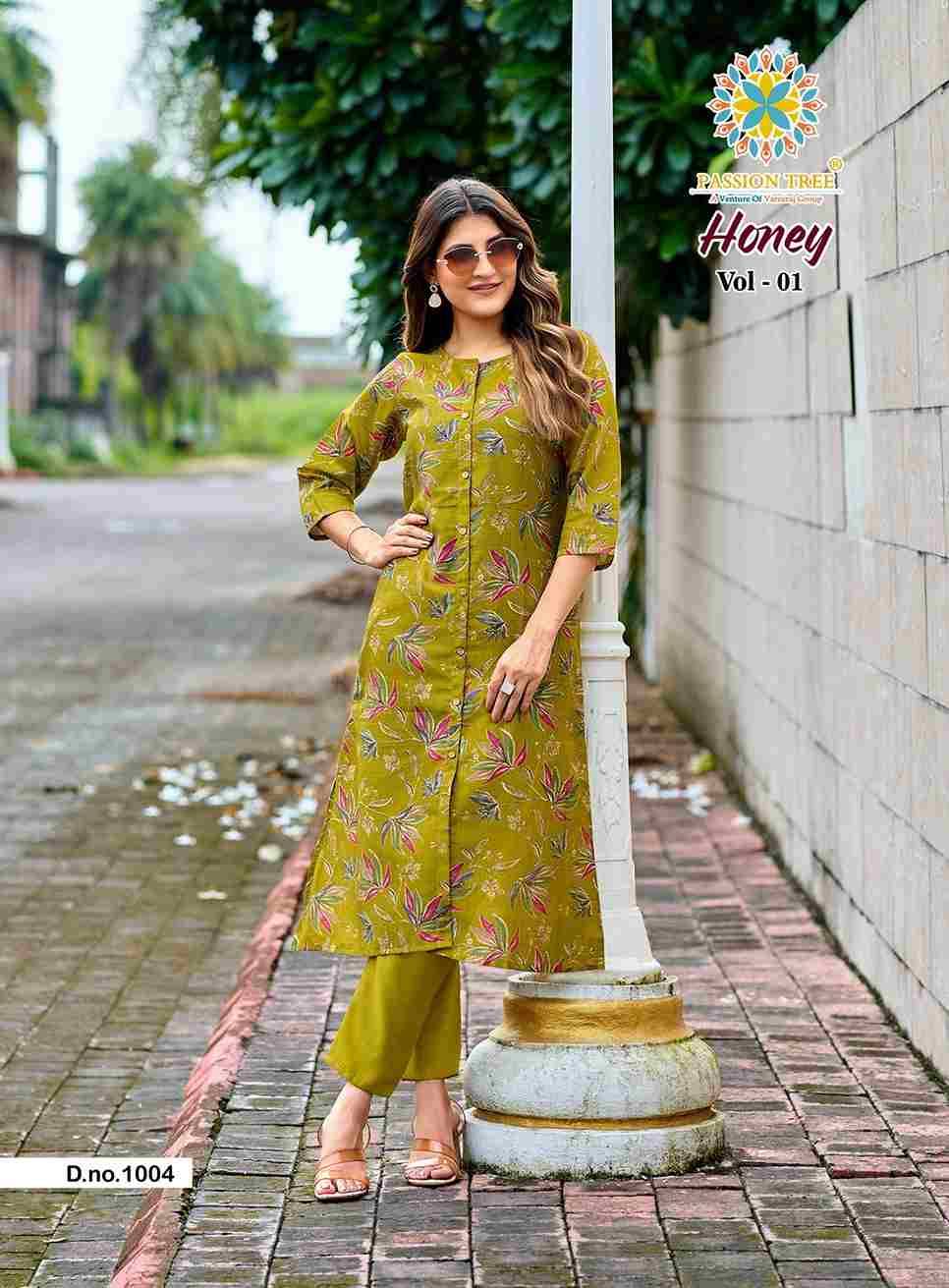 Honey Vol-1 By Passion Tree 1001 To 1006 Series Designer Collection Beautiful Stylish Fancy Colorful Party Wear & Occasional Wear Vatican Print Kurtis With Bottom At Wholesale Price
