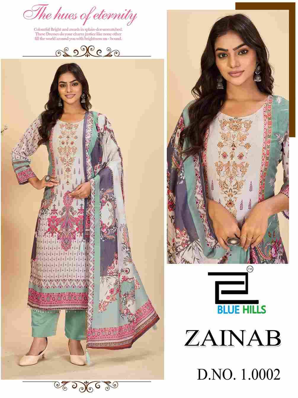 Zainab Vol-10 By Blue Hills 10001 To 10004 Series Designer Festive Suits Beautiful Fancy Colorful Stylish Party Wear & Occasional Wear Pure Muslin Dresses At Wholesale Price