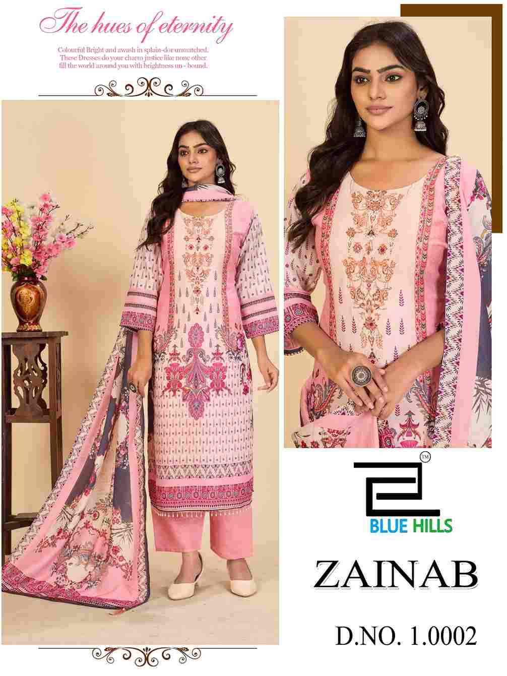 Zainab Vol-10 By Blue Hills 10001 To 10004 Series Designer Festive Suits Beautiful Fancy Colorful Stylish Party Wear & Occasional Wear Pure Muslin Dresses At Wholesale Price