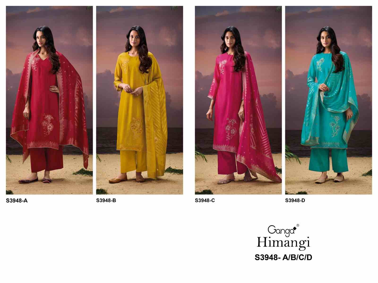 Himangi-3948 By Ganga Fashion 3948-A To 3948-D Series Beautiful Festive Suits Colorful Stylish Fancy Casual Wear & Ethnic Wear Pure Viscose Silk Jacquard Dresses At Wholesale Price