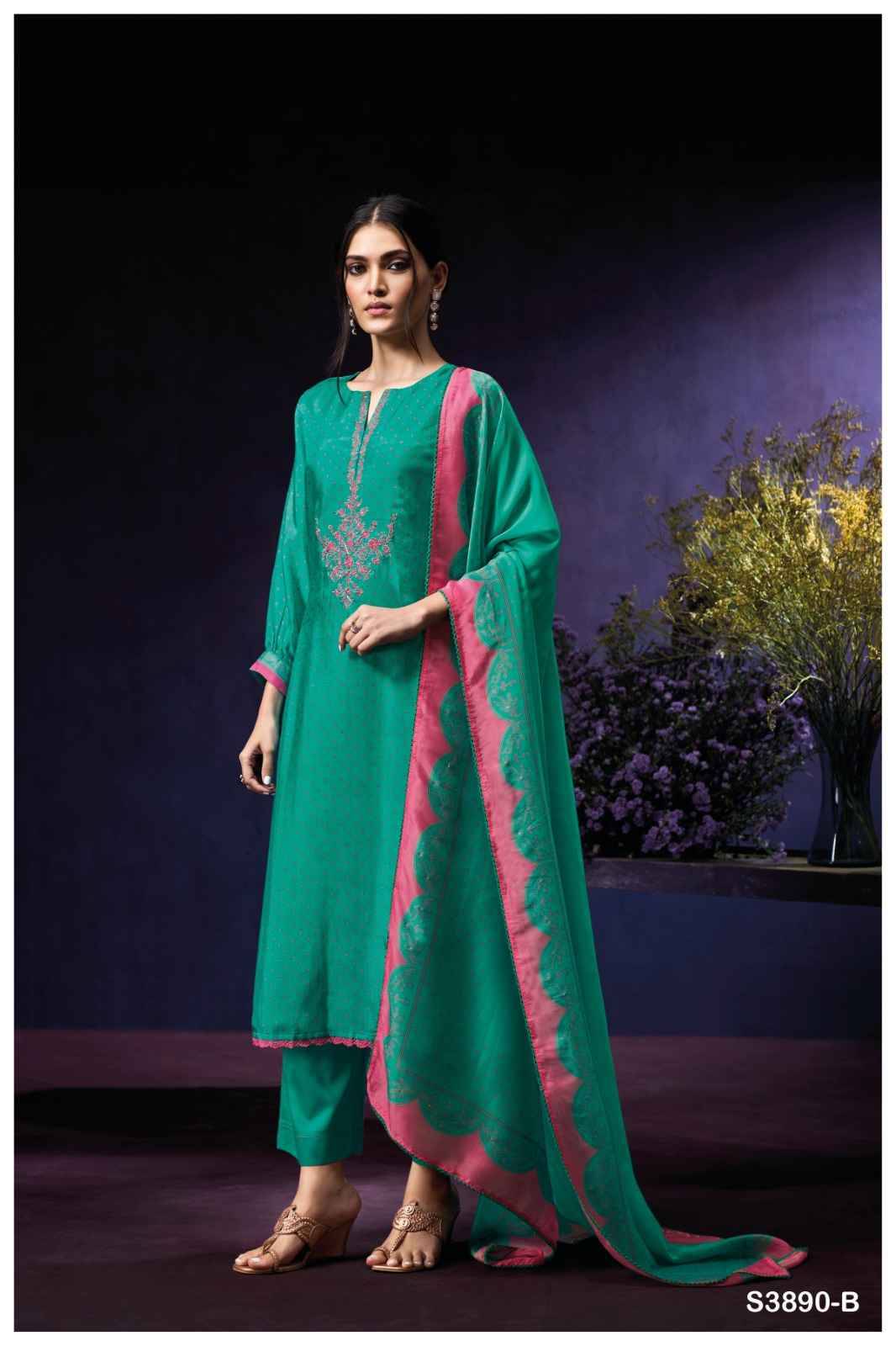 Jade-3890 By Ganga Fashion 3890-A To 3890-B Series Beautiful Festive Suits Colorful Stylish Fancy Casual Wear & Ethnic Wear Pure Bemberg Dresses At Wholesale Price