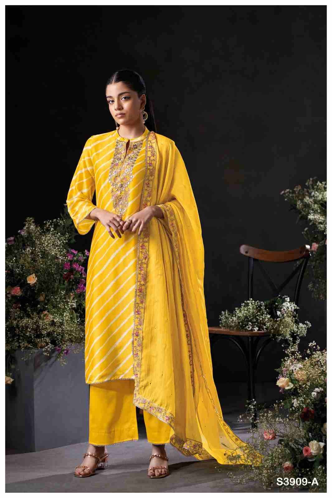 Perlina-3909 By Ganga Fashion 3909-A To 3909-B Series Beautiful Festive Suits Colorful Stylish Fancy Casual Wear & Ethnic Wear Pure Bemberg Silk Satin Dresses At Wholesale Price