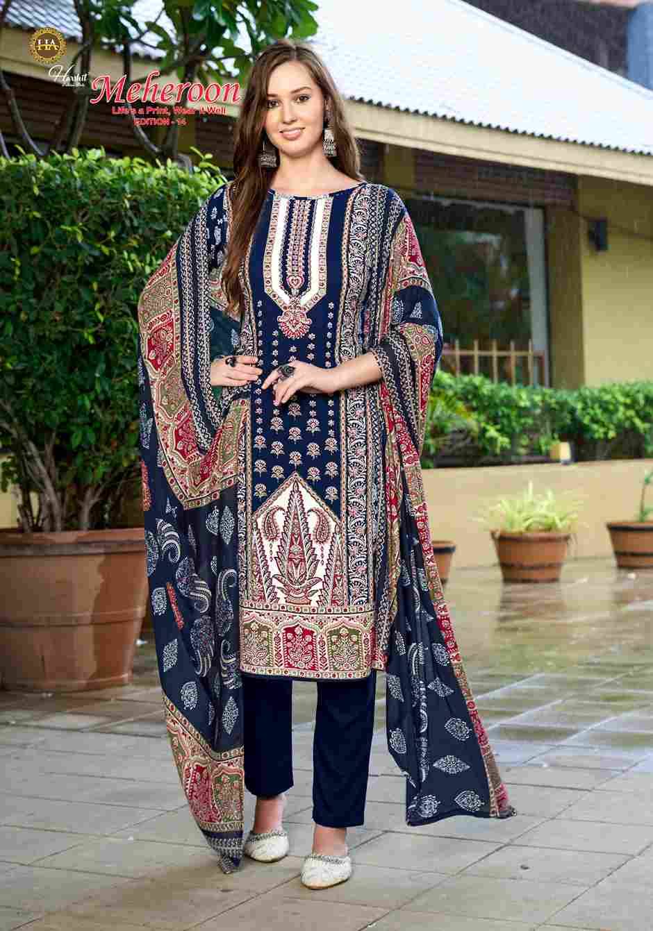 Meheroon Vol-14 By Harshit Fashion Hub 2534-34-01 To 2534-34-06 Series Beautiful Festive Suits Stylish Fancy Colorful Casual Wear & Ethnic Wear Pure Viscose Rayon Dresses At Wholesale Price