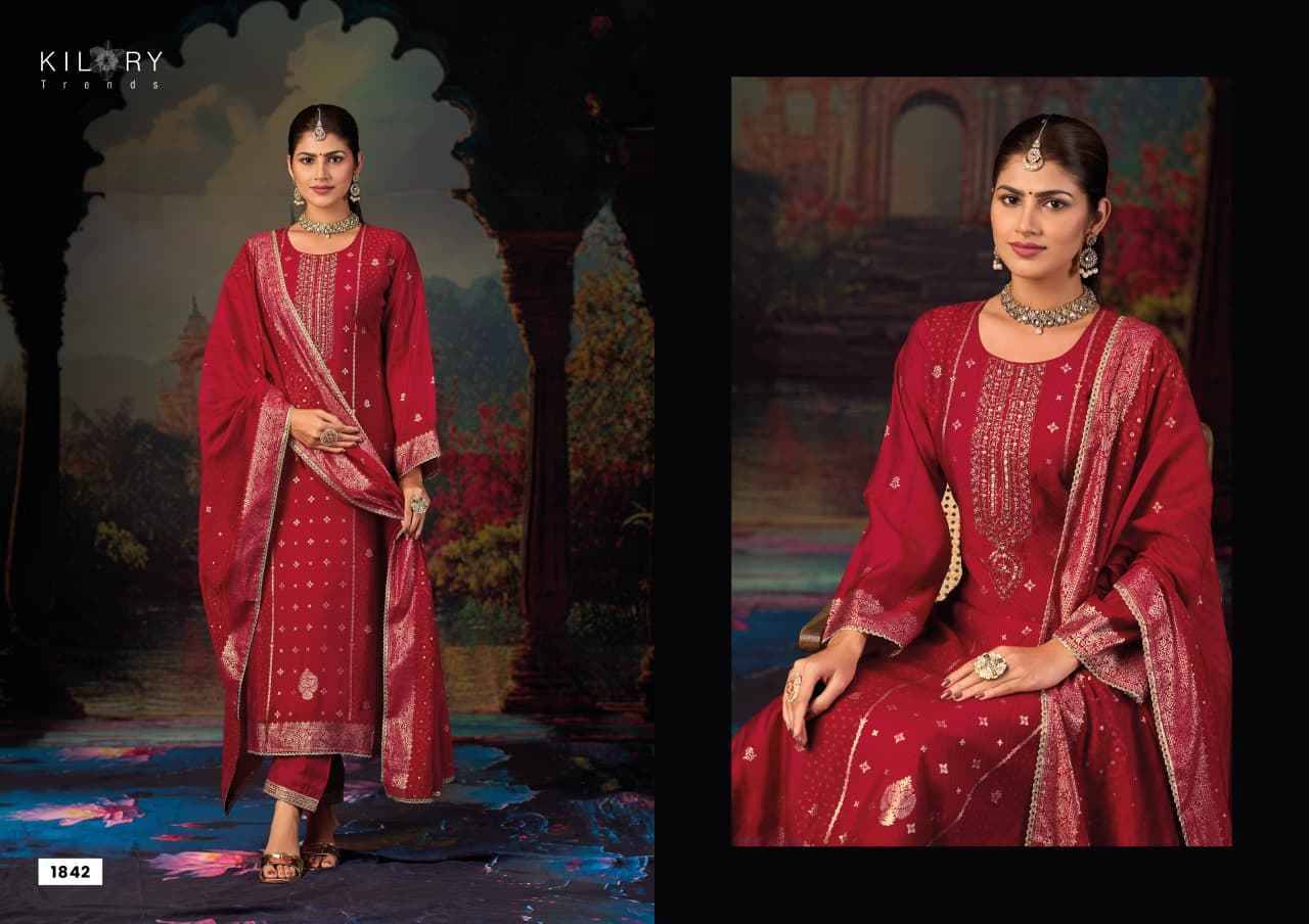 Suhagini By Kilory 1841 To 1844 Series Beautiful Festive Suits Colorful Stylish Fancy Casual Wear & Ethnic Wear Pure Muslin Silk Dresses At Wholesale Price