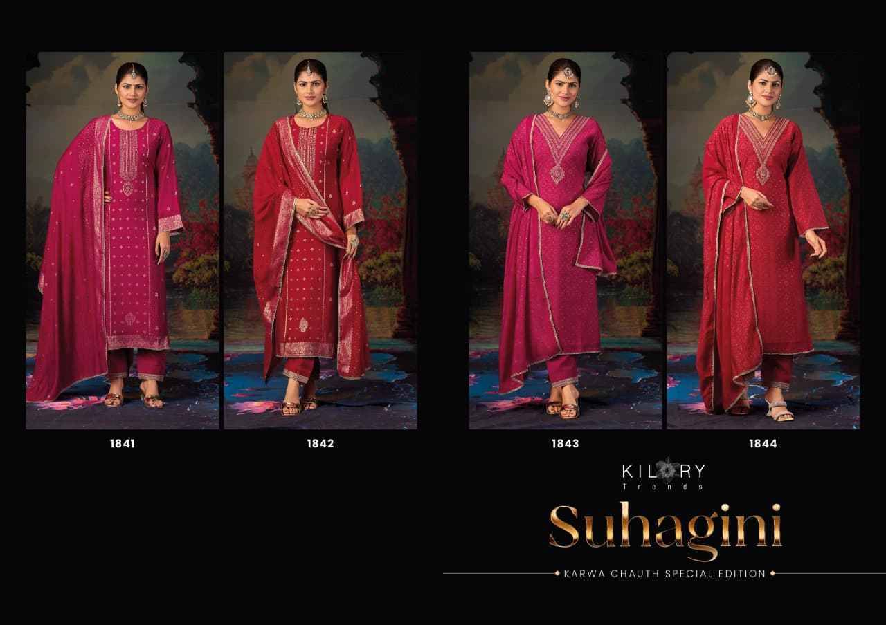 Suhagini By Kilory 1841 To 1844 Series Beautiful Festive Suits Colorful Stylish Fancy Casual Wear & Ethnic Wear Pure Muslin Silk Dresses At Wholesale Price
