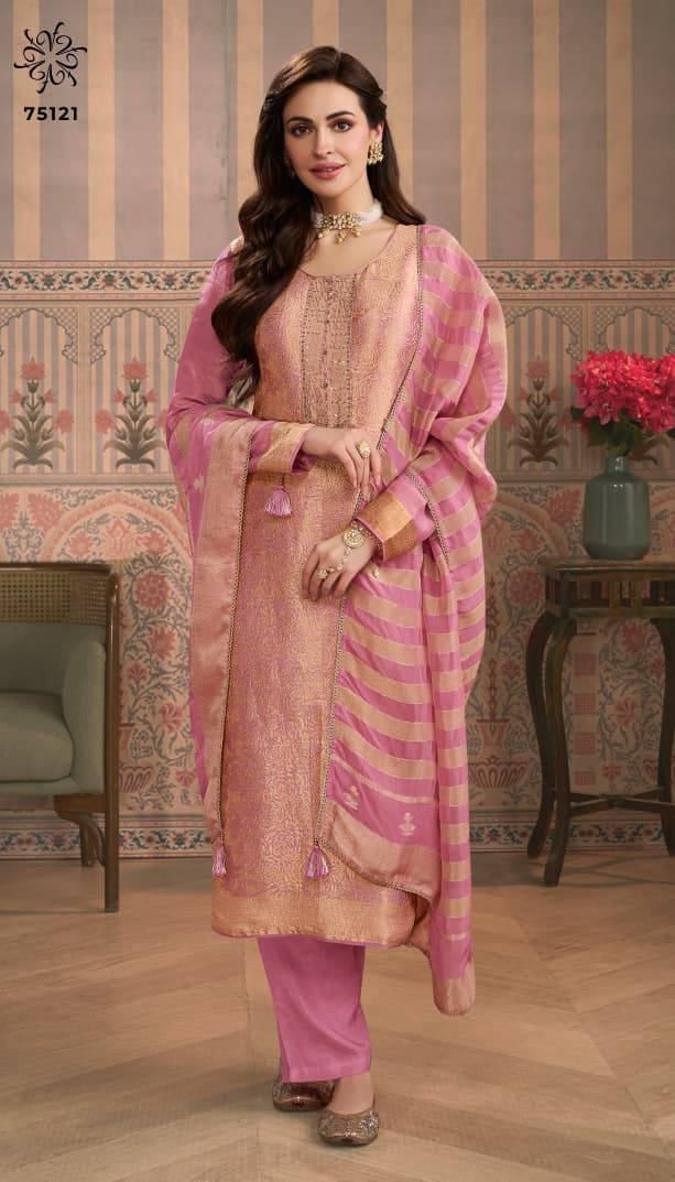 Shardha By Kuleesh 75121 To 75124 Series Designer Festive Suits Collection Beautiful Stylish Fancy Colorful Party Wear & Occasional Wear Simmer Jacquard Dresses At Wholesale Price