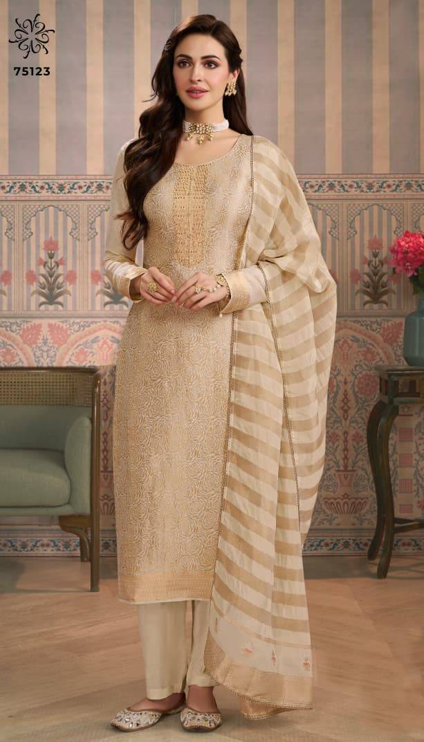 Shardha By Kuleesh 75121 To 75124 Series Designer Festive Suits Collection Beautiful Stylish Fancy Colorful Party Wear & Occasional Wear Simmer Jacquard Dresses At Wholesale Price