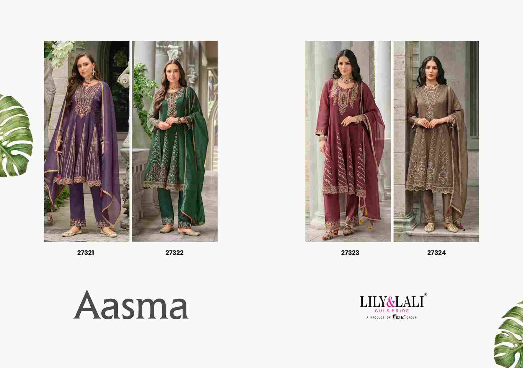 Aasma By Lily And Lali 27321 To 27324 Series Beautiful Festive Suits Colorful Stylish Fancy Casual Wear & Ethnic Wear Simmer Silk Embroidery Dresses At Wholesale Price