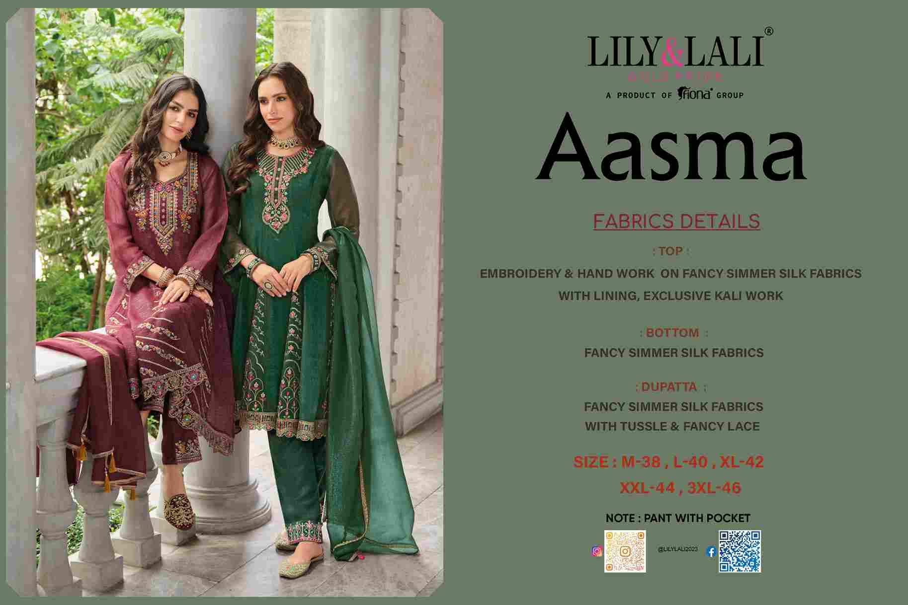 Aasma By Lily And Lali 27321 To 27324 Series Beautiful Festive Suits Colorful Stylish Fancy Casual Wear & Ethnic Wear Simmer Silk Embroidery Dresses At Wholesale Price