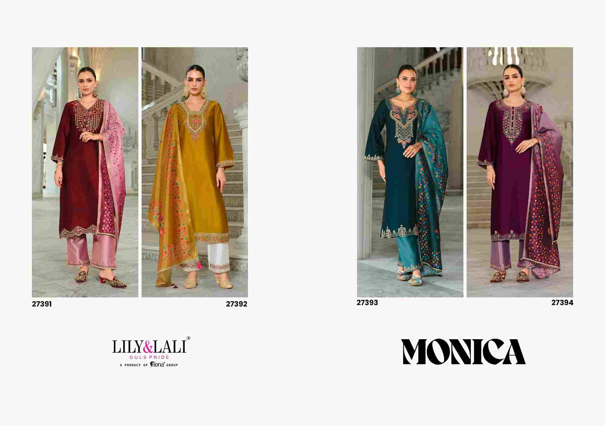 Monica By Lily And Lali 27391 To 27394 Series Beautiful Festive Suits Colorful Stylish Fancy Casual Wear & Ethnic Wear Silk Embroidery Dresses At Wholesale Price