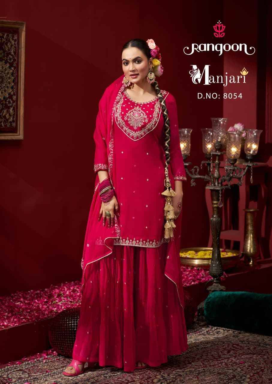 Manjari By Rangoon 8051 To 8054 Series Beautiful Sharara Suits Colorful Stylish Fancy Casual Wear & Ethnic Wear Chiffon Dresses At Wholesale Price