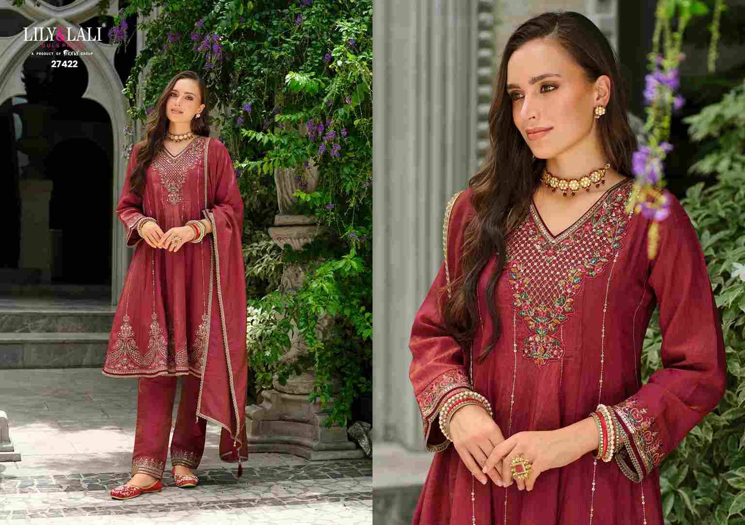 Sajni By Lily And Lali 27421 To 27424 Series Beautiful Festive Suits Colorful Stylish Fancy Casual Wear & Ethnic Wear Viscose Silk Embroidery Dresses At Wholesale Price