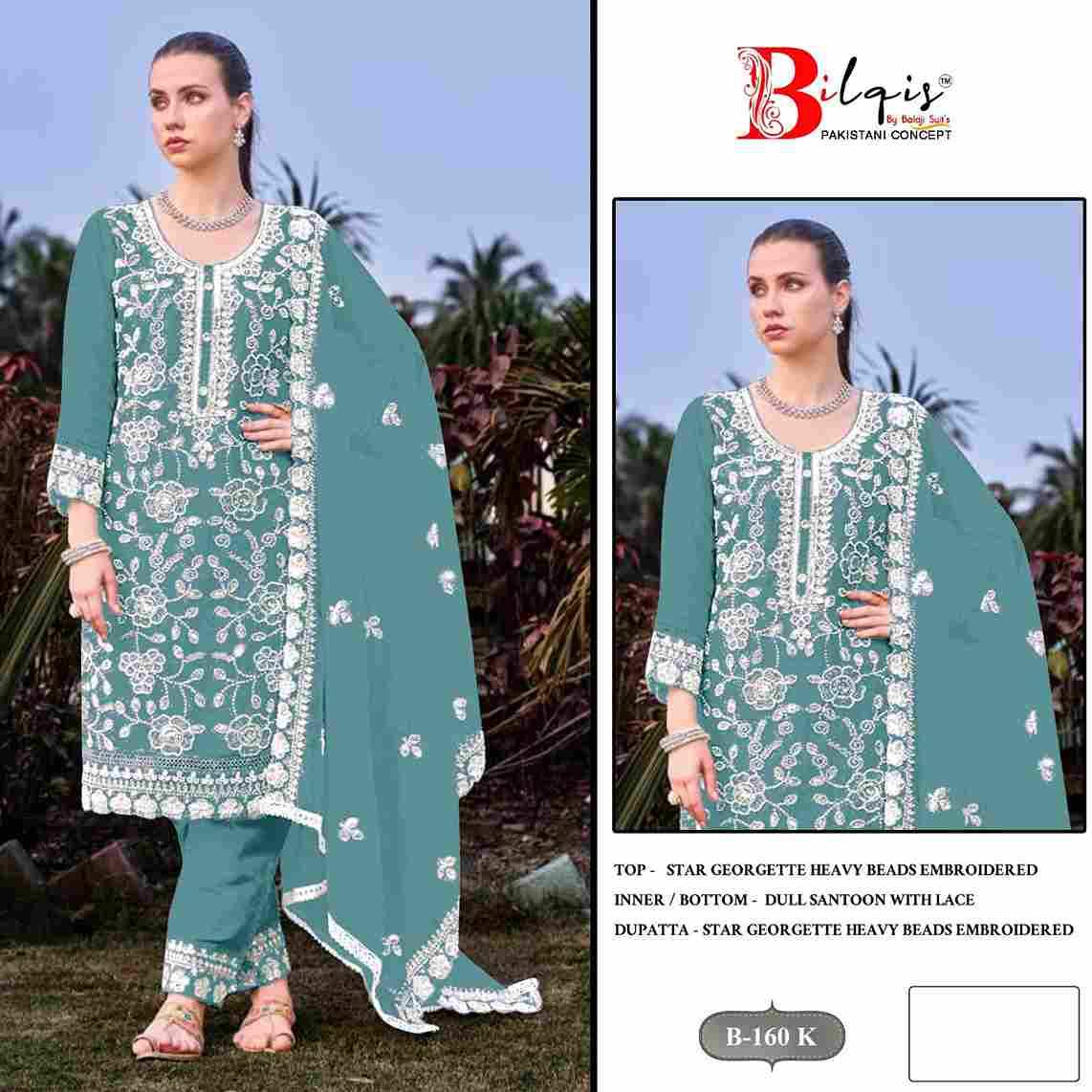 Bilqis 160 Colours Vol-3 By Bilqis 160-I To 160-L Series Beautiful Pakistani Suits Stylish Fancy Colorful Party Wear & Occasional Wear Georgette Embroidery Dresses At Wholesale Price