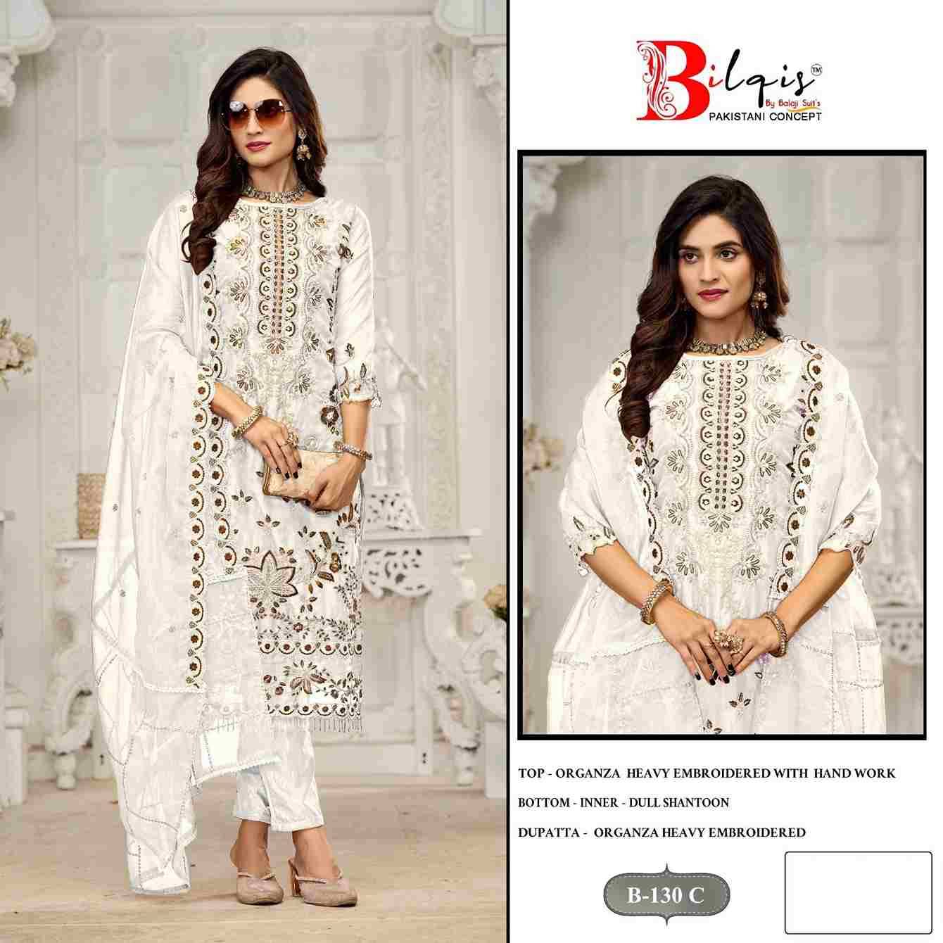 Bilqis 130 Colours By Bilqis 130-A To 130-D Series Beautiful Pakistani Suits Stylish Fancy Colorful Party Wear & Occasional Wear Organza Embroidery Dresses At Wholesale Price