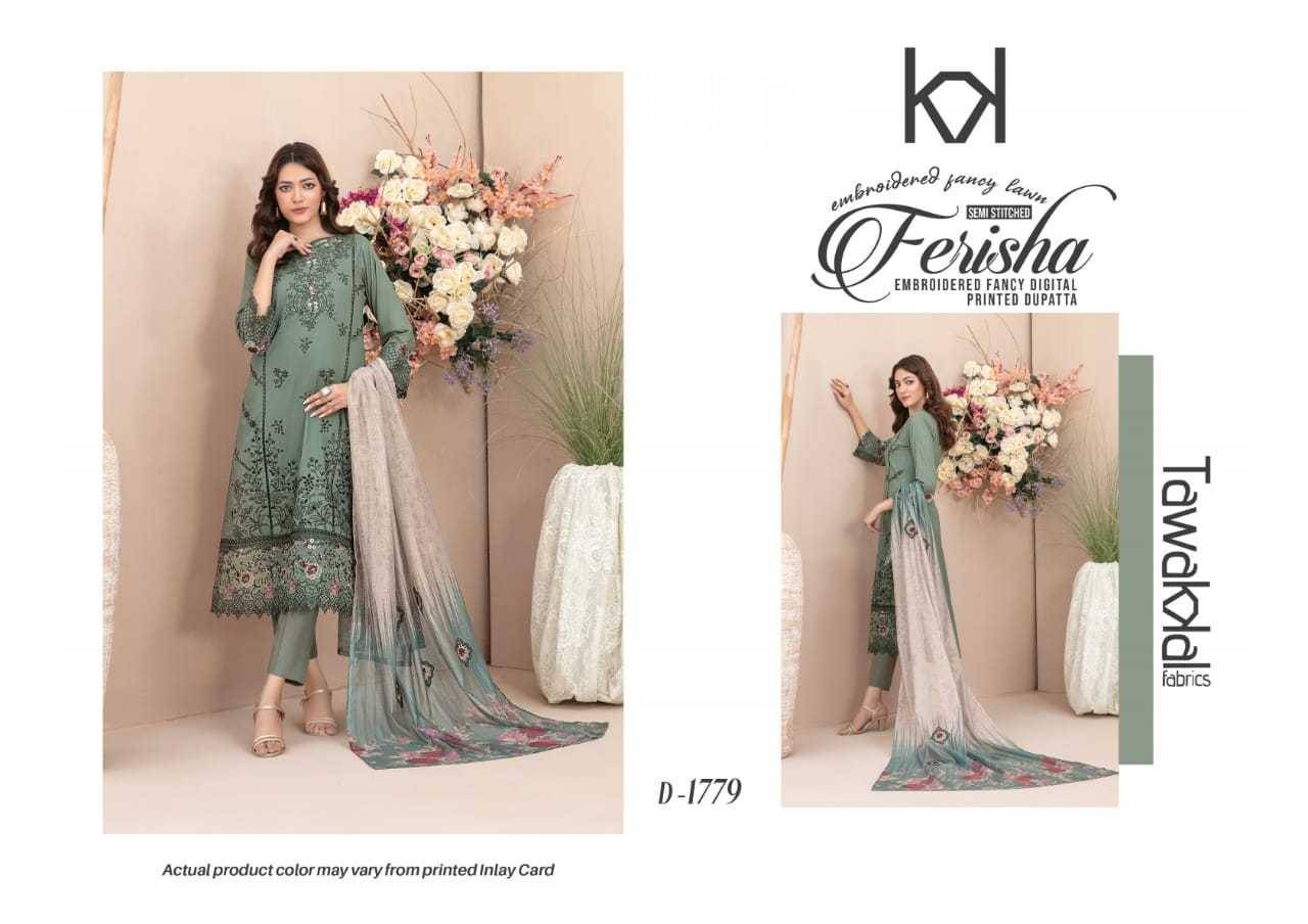 Original Pakistani Ferisha By Tawakkal Fab 1779 To 1788 Series Beautiful Pakistani Suits Colorful Stylish Fancy Casual Wear & Ethnic Wear Lawn Dresses At Wholesale Price