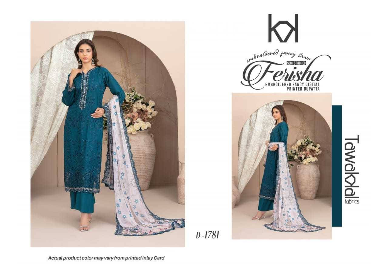 Original Pakistani Ferisha By Tawakkal Fab 1779 To 1788 Series Beautiful Pakistani Suits Colorful Stylish Fancy Casual Wear & Ethnic Wear Lawn Dresses At Wholesale Price