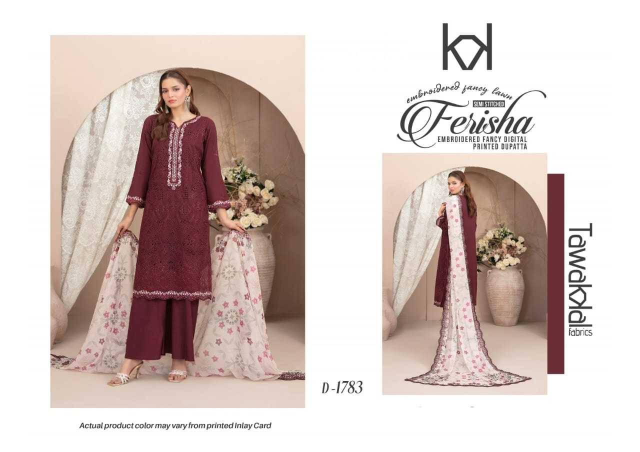 Original Pakistani Ferisha By Tawakkal Fab 1779 To 1788 Series Beautiful Pakistani Suits Colorful Stylish Fancy Casual Wear & Ethnic Wear Lawn Dresses At Wholesale Price