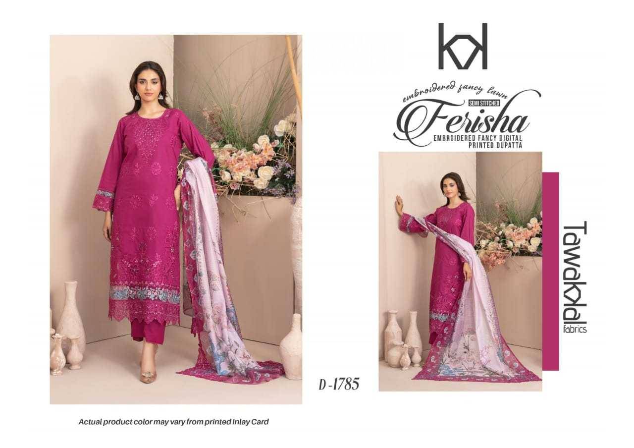 Original Pakistani Ferisha By Tawakkal Fab 1779 To 1788 Series Beautiful Pakistani Suits Colorful Stylish Fancy Casual Wear & Ethnic Wear Lawn Dresses At Wholesale Price