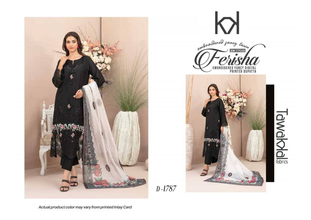 Original Pakistani Ferisha By Tawakkal Fab 1779 To 1788 Series Beautiful Pakistani Suits Colorful Stylish Fancy Casual Wear & Ethnic Wear Lawn Dresses At Wholesale Price