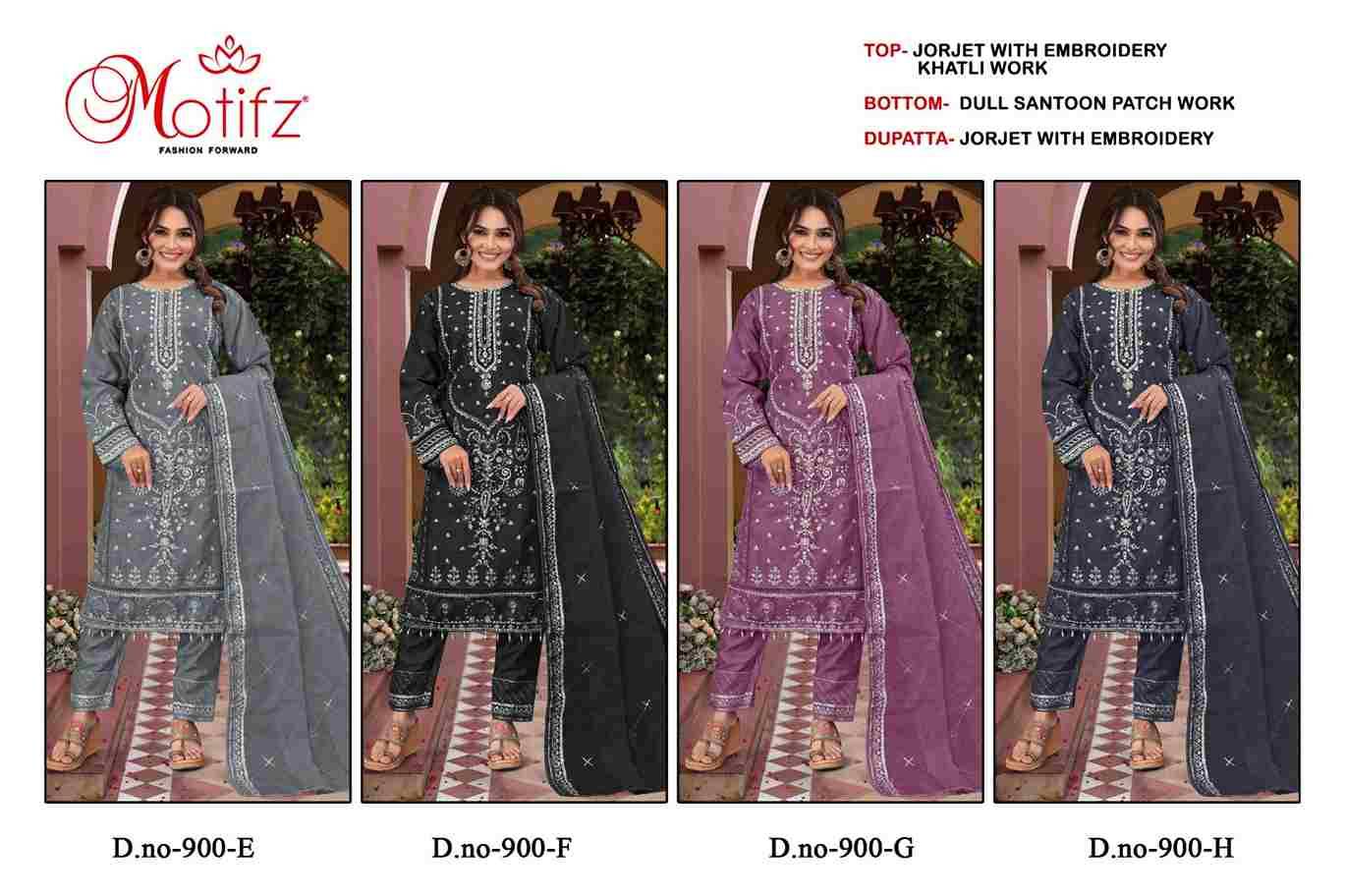Motifz Hit Design 900 Colours Vol-2 By Motifz 900-E To 900-H Series Beautiful Pakistani Suits Colorful Stylish Fancy Casual Wear & Ethnic Wear Georgette Dresses At Wholesale Price