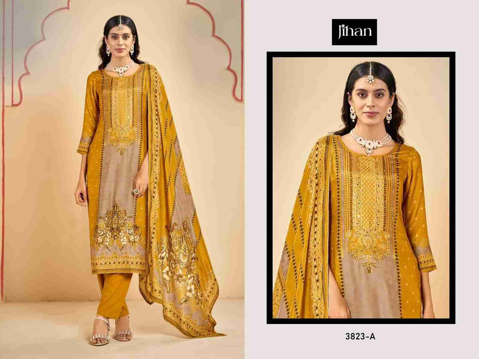 Jihan 3823 Colours By Jihan 3823-A To 3823-D Series Beautiful Pakistani Suits Colorful Stylish Fancy Casual Wear & Ethnic Wear Pure Viscose Muslin Dresses At Wholesale Price