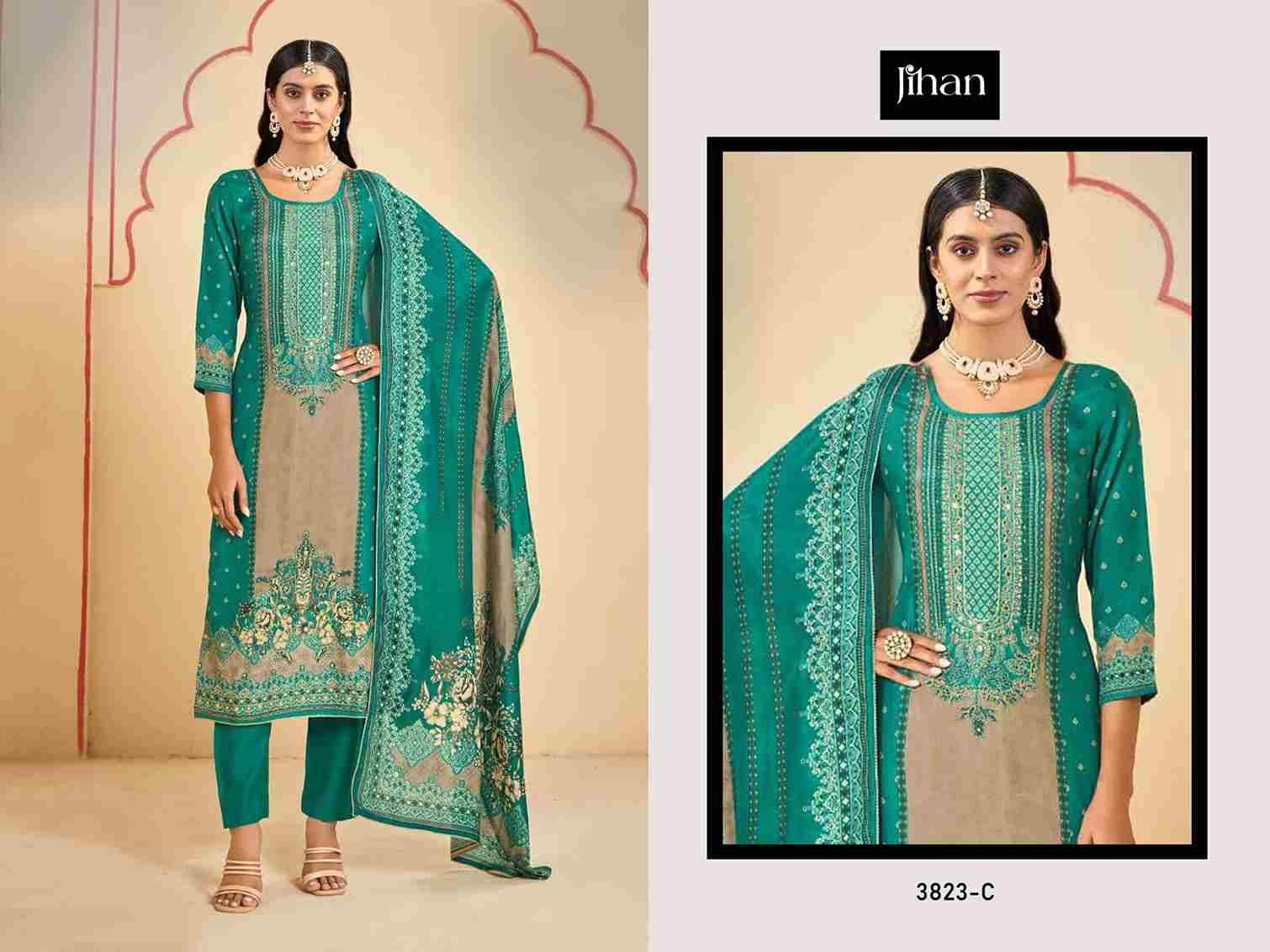 Jihan 3823 Colours By Jihan 3823-A To 3823-D Series Beautiful Pakistani Suits Colorful Stylish Fancy Casual Wear & Ethnic Wear Pure Viscose Muslin Dresses At Wholesale Price