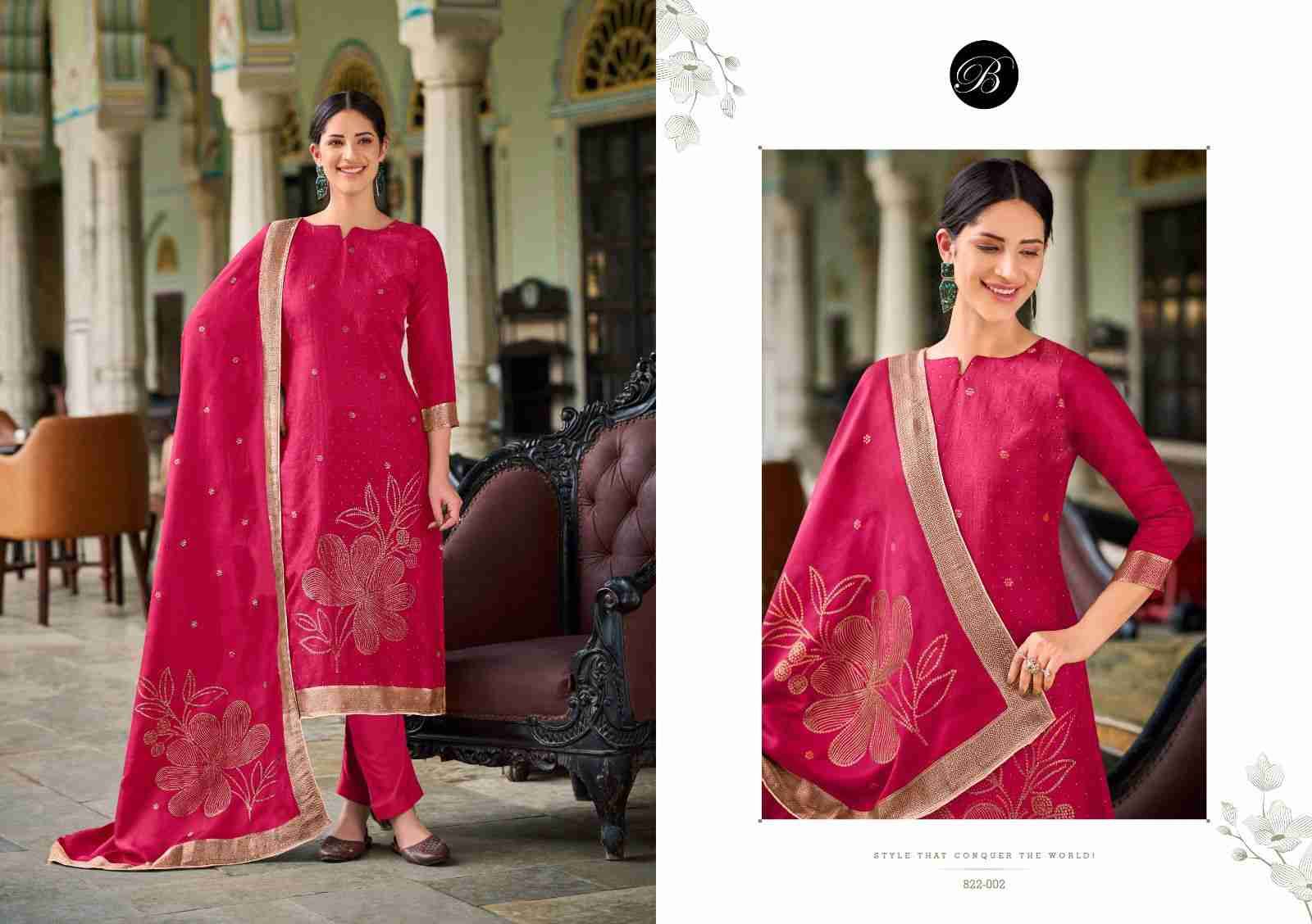 Anuja By Belliza 822-001 To 822-006 Series Beautiful Festive Suits Stylish Fancy Colorful Casual Wear & Ethnic Wear Pure Viscose Dola Silk Jacquard Dresses At Wholesale Price
