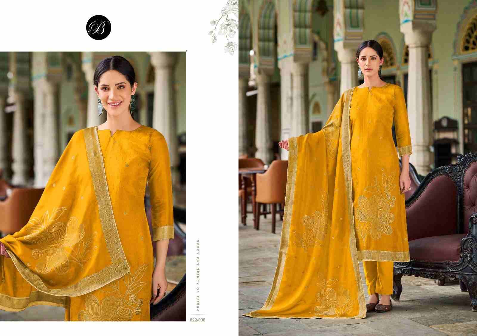 Anuja By Belliza 822-001 To 822-006 Series Beautiful Festive Suits Stylish Fancy Colorful Casual Wear & Ethnic Wear Pure Viscose Dola Silk Jacquard Dresses At Wholesale Price