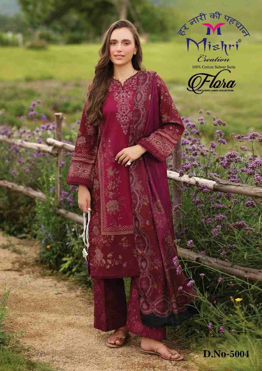 Flora Vol-5 By Mishri 5001 To 5006 Series Beautiful Suits Stylish Colorful Fancy Casual Wear & Ethnic Wear Lawn Cotton Print Dresses At Wholesale Price