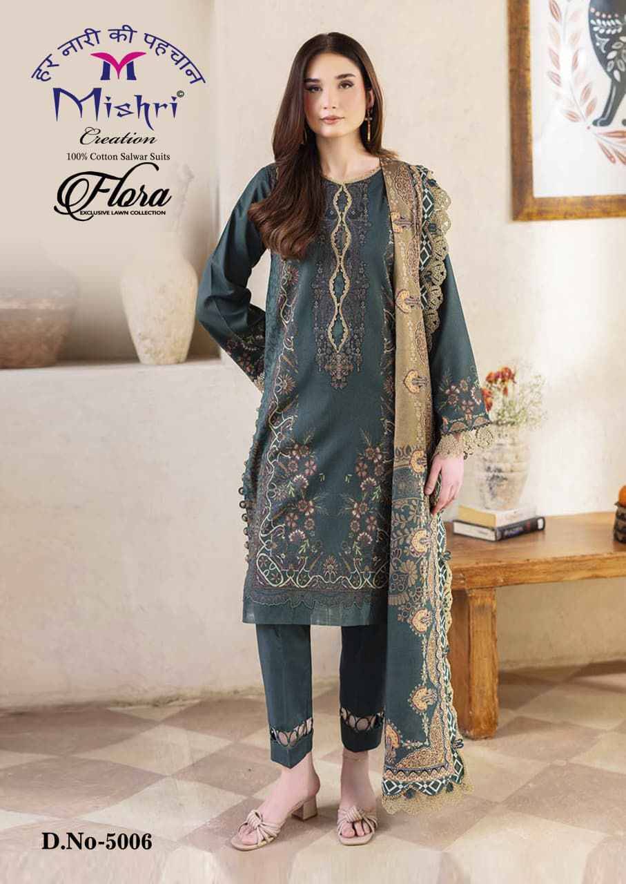 Flora Vol-5 By Mishri 5001 To 5006 Series Beautiful Suits Stylish Colorful Fancy Casual Wear & Ethnic Wear Lawn Cotton Print Dresses At Wholesale Price