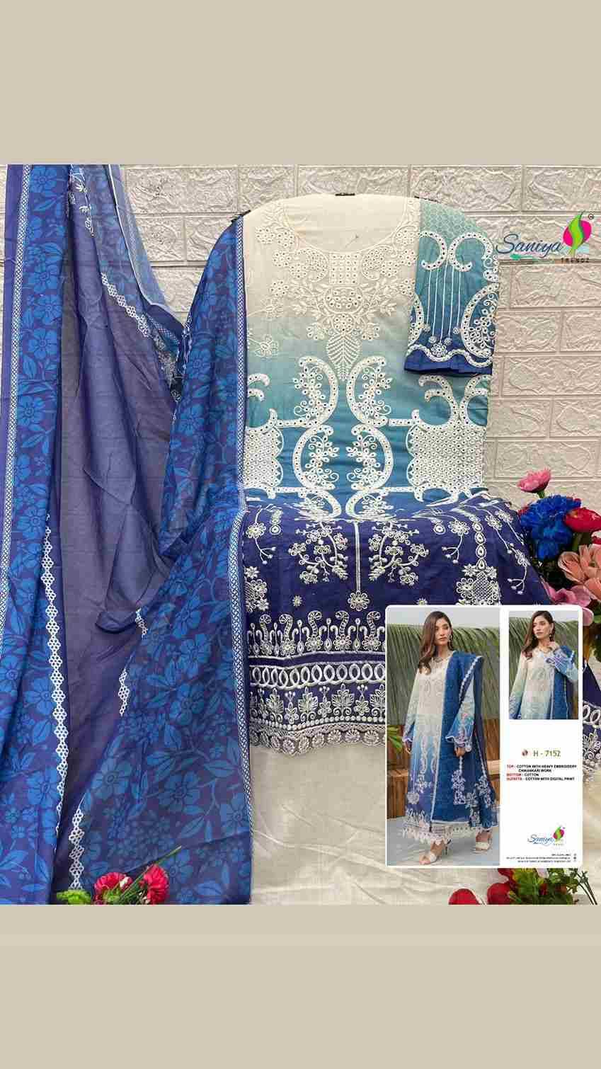 Saniya Trendz Hit Design 7152 By Saniya Trendz Beautiful Pakistani Suits Colorful Stylish Fancy Casual Wear & Ethnic Wear Pure Cotton Embroidered Dresses At Wholesale Price