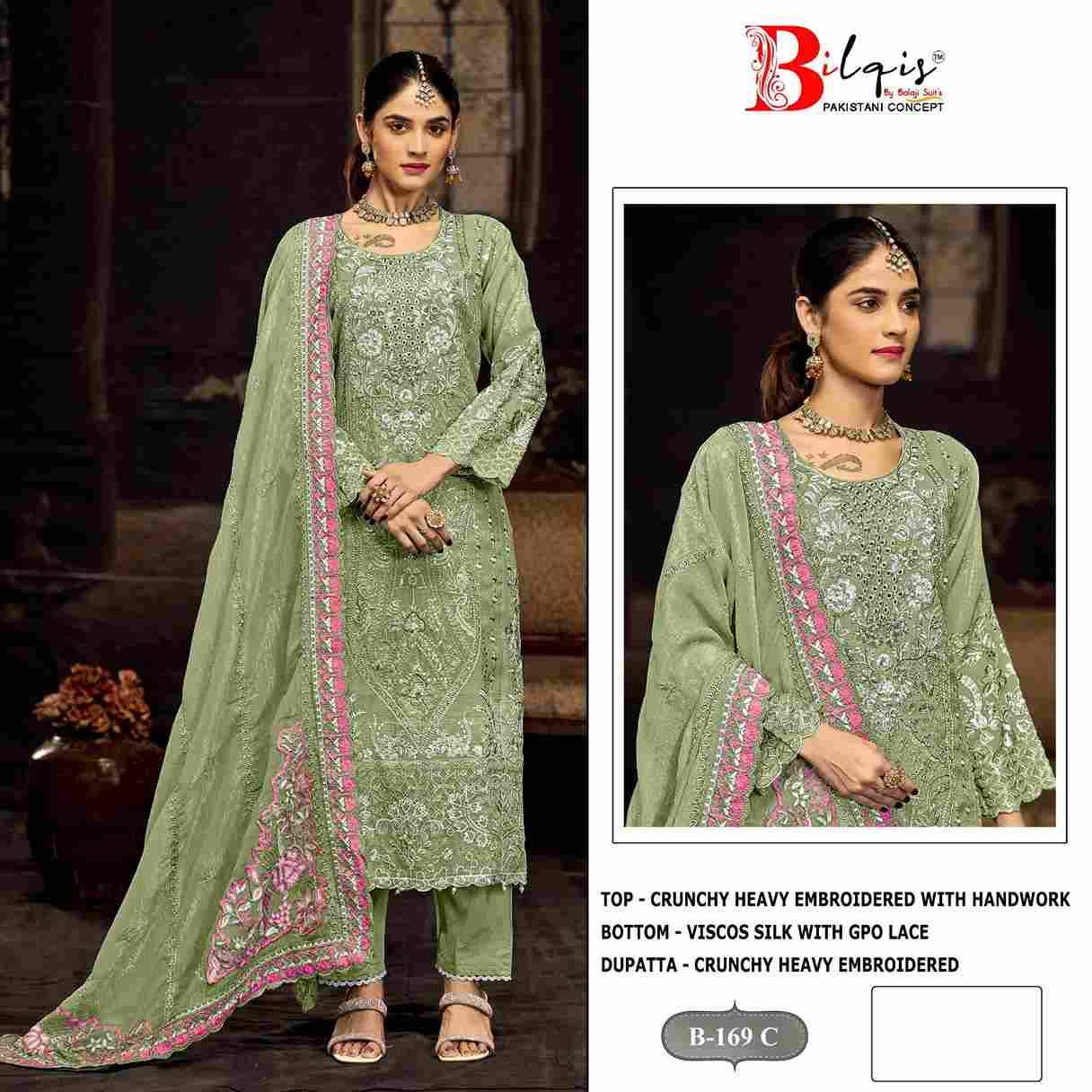 Bilqis 169 Colours By Bilqis 169-A To 169-D Series Beautiful Pakistani Suits Stylish Fancy Colorful Party Wear & Occasional Wear Crunchy Embroidery Dresses At Wholesale Price