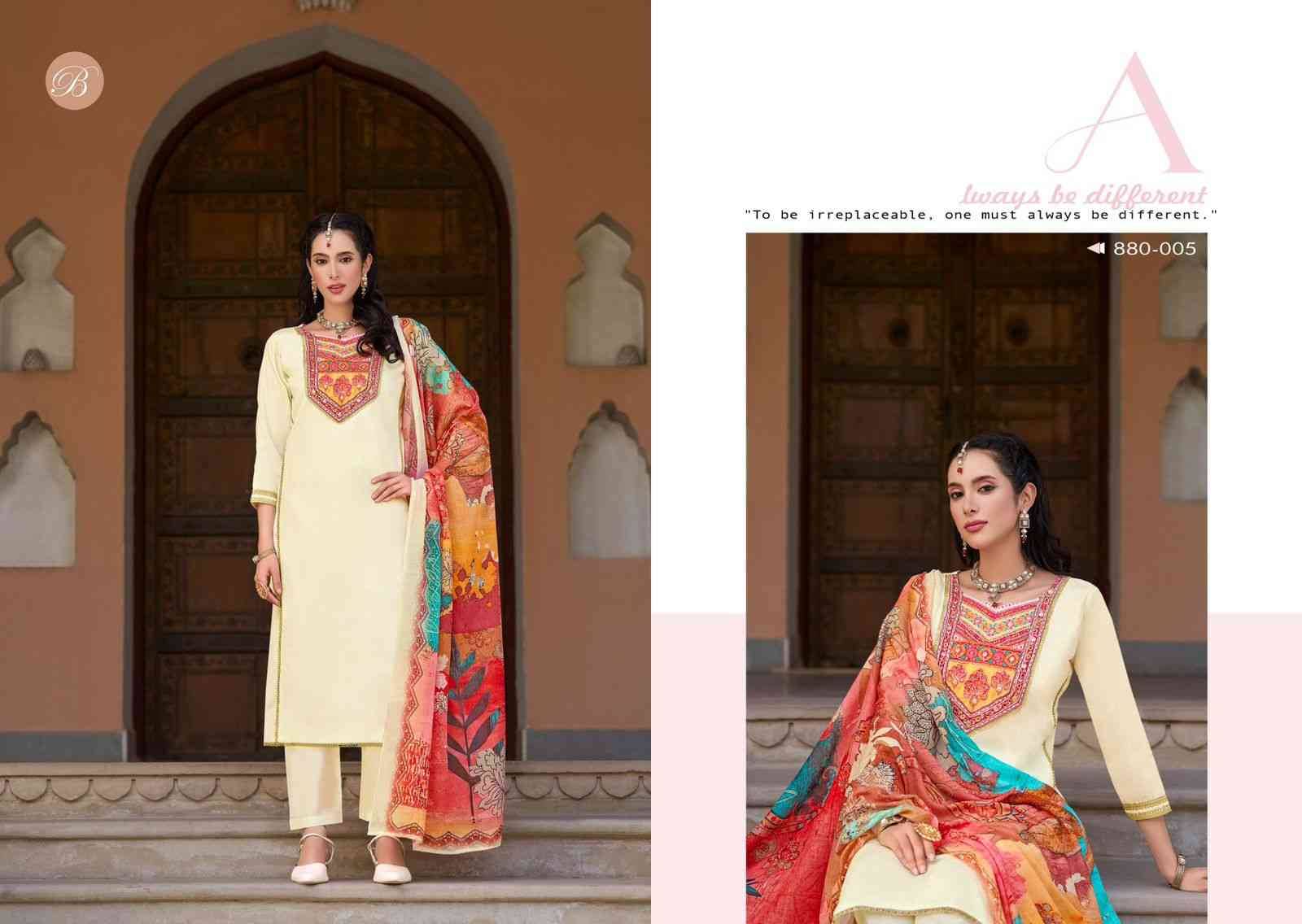 Lamia By Belliza 880-001 To 880-006 Series Beautiful Festive Suits Stylish Fancy Colorful Casual Wear & Ethnic Wear Pure Jam Dresses At Wholesale Price