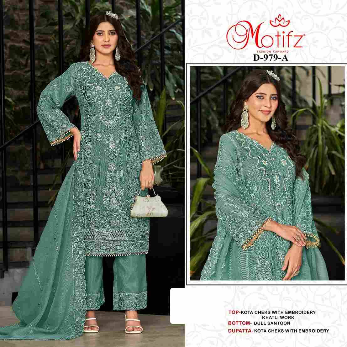 Motifz Hit Design 979 Colours By Motifz 979-A To 979-D Series Beautiful Pakistani Suits Colorful Stylish Fancy Casual Wear & Ethnic Wear Kota Checks Dresses At Wholesale Price