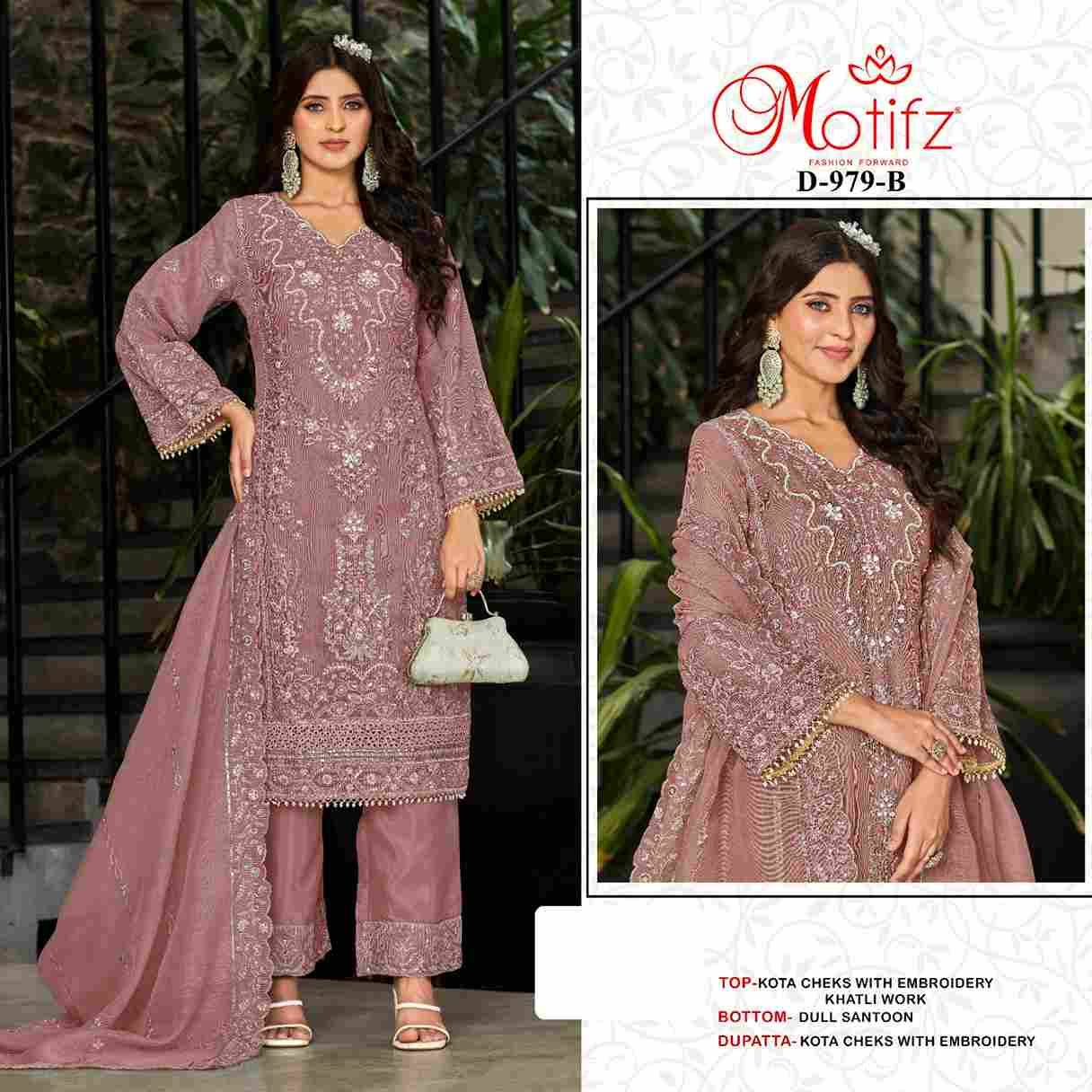 Motifz Hit Design 979 Colours By Motifz 979-A To 979-D Series Beautiful Pakistani Suits Colorful Stylish Fancy Casual Wear & Ethnic Wear Kota Checks Dresses At Wholesale Price