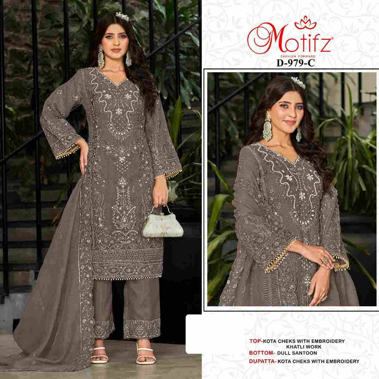 Motifz Hit Design 979 Colours By Motifz 979-A To 979-D Series Beautiful Pakistani Suits Colorful Stylish Fancy Casual Wear & Ethnic Wear Kota Checks Dresses At Wholesale Price
