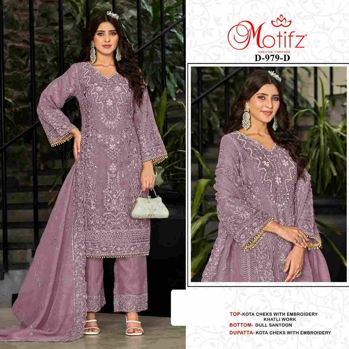 Motifz Hit Design 979 Colours By Motifz 979-A To 979-D Series Beautiful Pakistani Suits Colorful Stylish Fancy Casual Wear & Ethnic Wear Kota Checks Dresses At Wholesale Price
