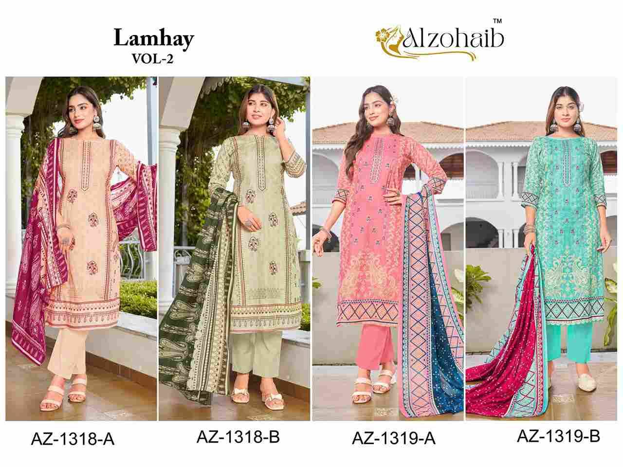 Lamhay Vol-2 By Alzohaib 1318-A To 1319-B Series Beautiful Pakistani Suits Stylish Fancy Colorful Party Wear & Occasional Wear Pure Cotton Print Dresses At Wholesale Price