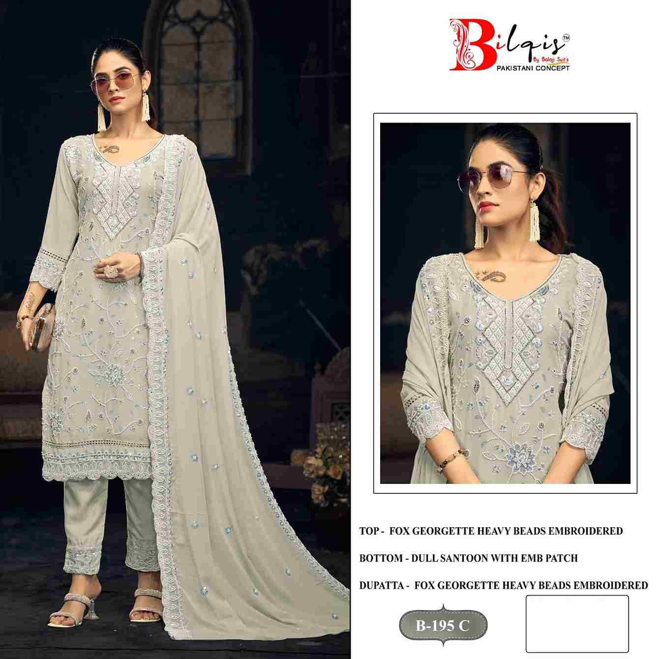 Bilqis 195 Colours By Bilqis 195-A To 195-D Series Beautiful Pakistani Suits Stylish Fancy Colorful Party Wear & Occasional Wear Faux Georgette Embroidery Dresses At Wholesale Price