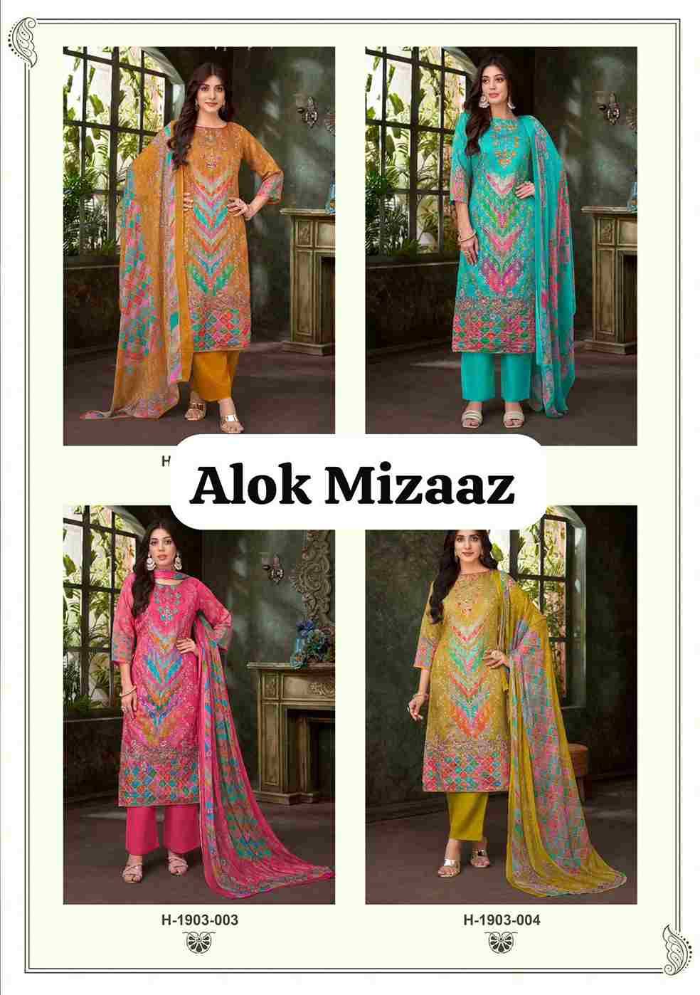 Mizaaz By Alok Suit 1903-001 To 1903-004 Series Beautiful Festive Suits Colorful Stylish Fancy Casual Wear & Ethnic Wear Pure Viscose Simmer Dresses At Wholesale Price