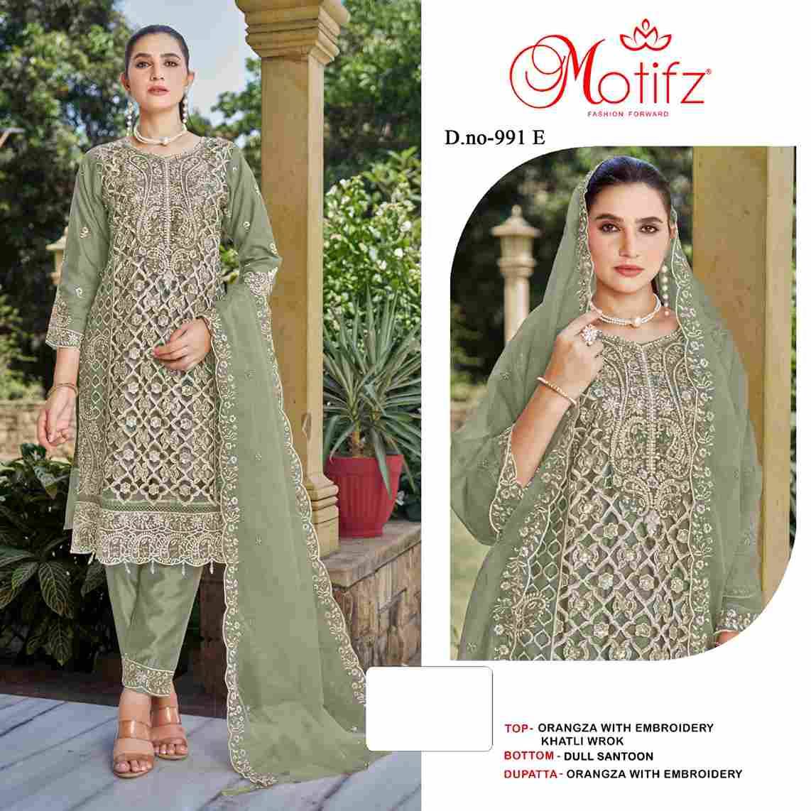 Motifz Hit Design 991 Colours Vol-2 By Motifz 991-E To 991-H Series Beautiful Pakistani Suits Colorful Stylish Fancy Casual Wear & Ethnic Wear Organza Dresses At Wholesale Price