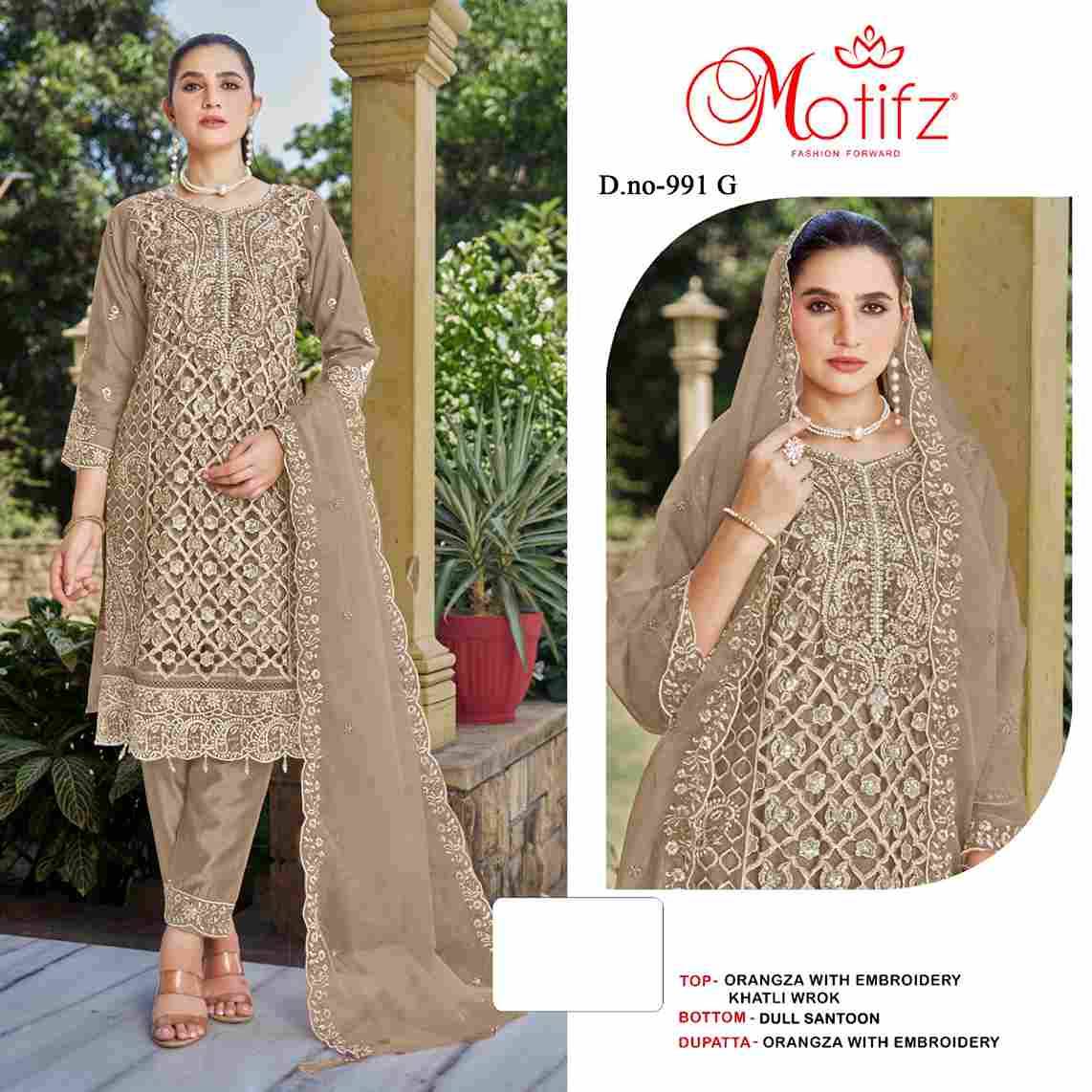 Motifz Hit Design 991 Colours Vol-2 By Motifz 991-E To 991-H Series Beautiful Pakistani Suits Colorful Stylish Fancy Casual Wear & Ethnic Wear Organza Dresses At Wholesale Price