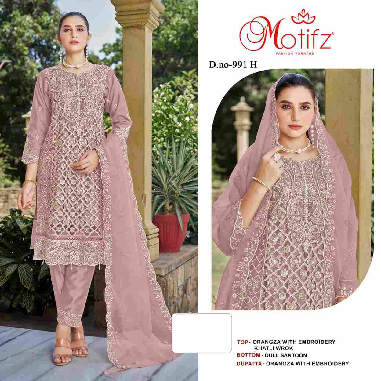 Motifz Hit Design 991 Colours Vol-2 By Motifz 991-E To 991-H Series Beautiful Pakistani Suits Colorful Stylish Fancy Casual Wear & Ethnic Wear Organza Dresses At Wholesale Price