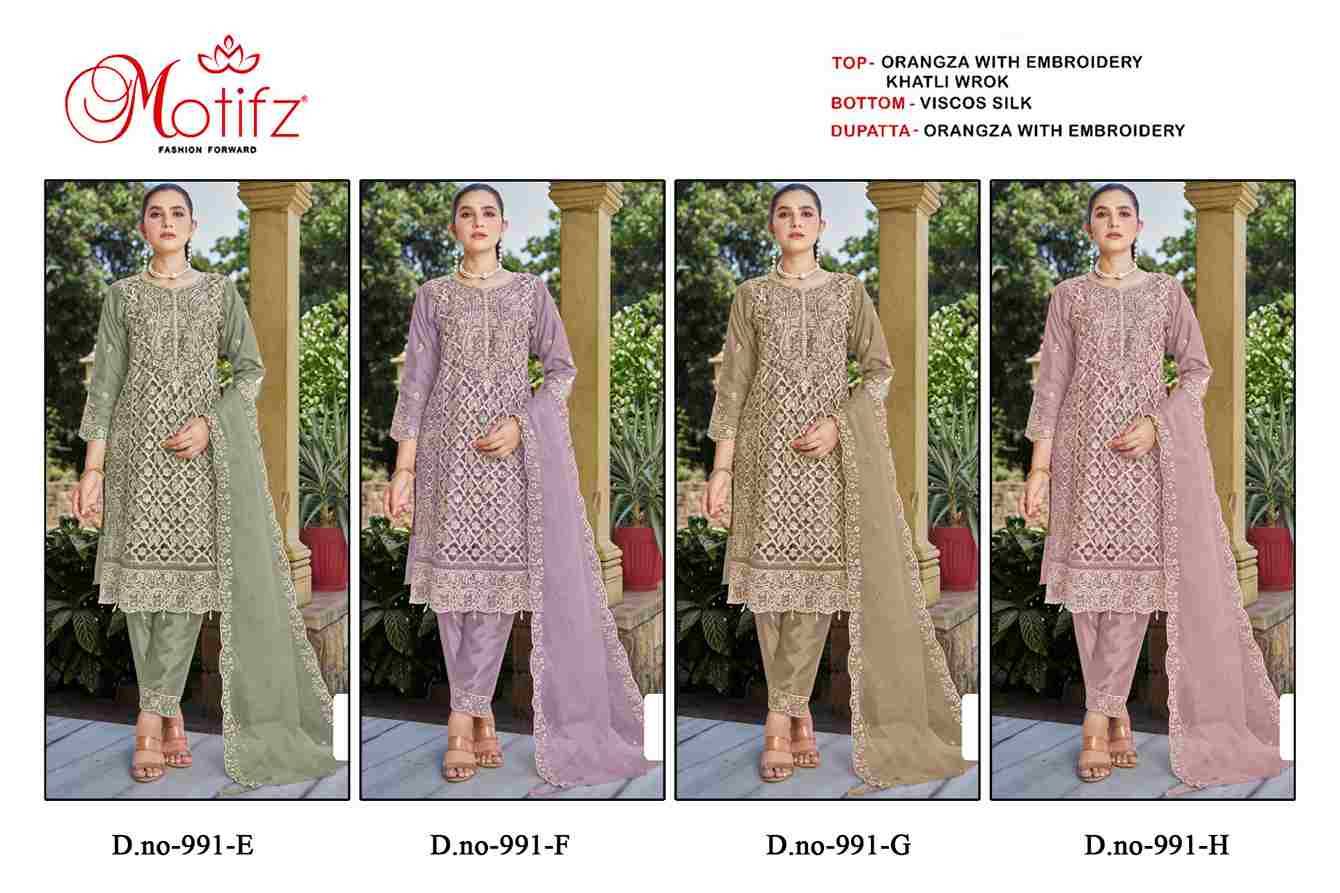 Motifz Hit Design 991 Colours Vol-2 By Motifz 991-E To 991-H Series Beautiful Pakistani Suits Colorful Stylish Fancy Casual Wear & Ethnic Wear Organza Dresses At Wholesale Price