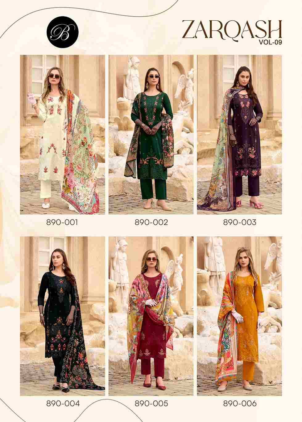 Zarqash Vol-9 By Belliza 890-001 To 890-006 Series Beautiful Festive Suits Stylish Fancy Colorful Casual Wear & Ethnic Wear Pure Jam Dresses At Wholesale Price