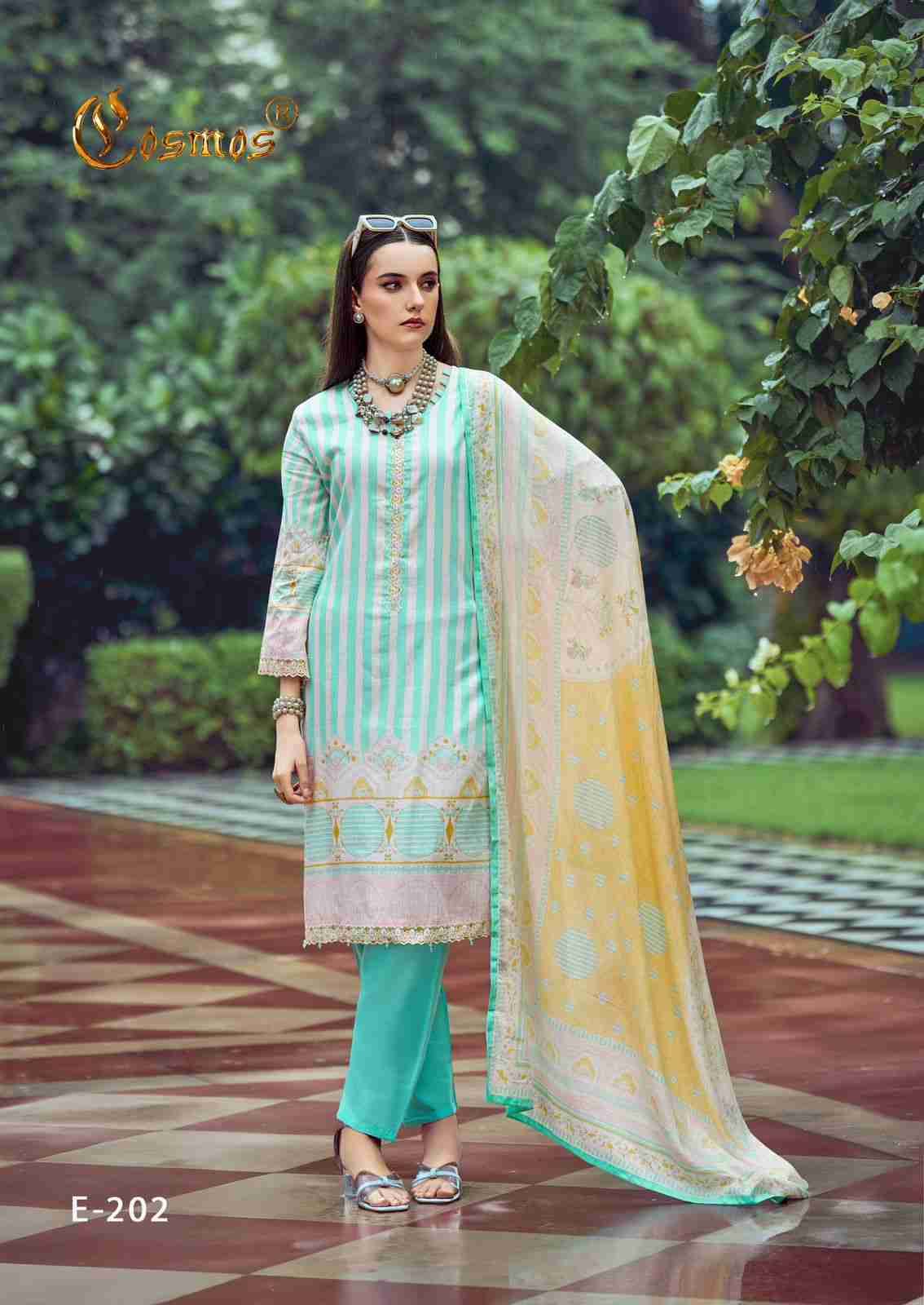 Elaf Vol-2 By Cosmos 201 To 206 Series Beautiful Pakistani Suits Colorful Stylish Fancy Casual Wear & Ethnic Wear Lawn Cotton Embroidered Dresses At Wholesale Price