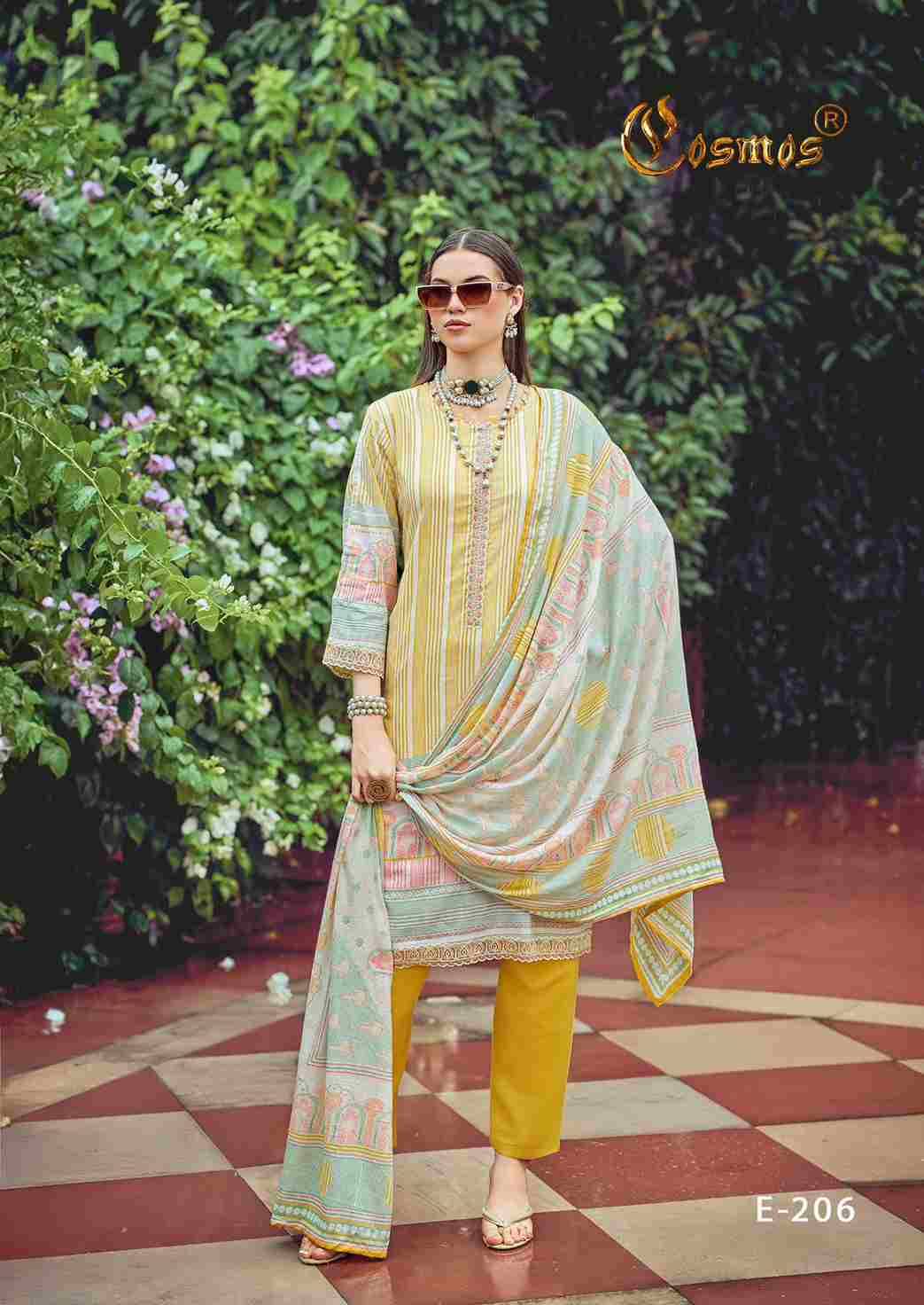 Elaf Vol-2 By Cosmos 201 To 206 Series Beautiful Pakistani Suits Colorful Stylish Fancy Casual Wear & Ethnic Wear Lawn Cotton Embroidered Dresses At Wholesale Price